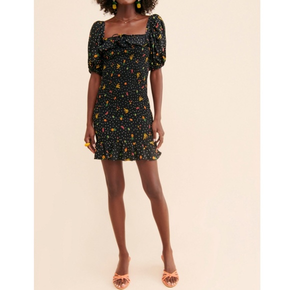 NWOT | Farm Rio Tiny Fruits Smocked Mini Dress | Sz S - Picture 3 of 7